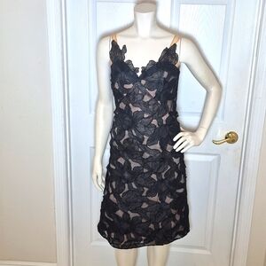 Marchesa Notte black and tan midi dress size 10